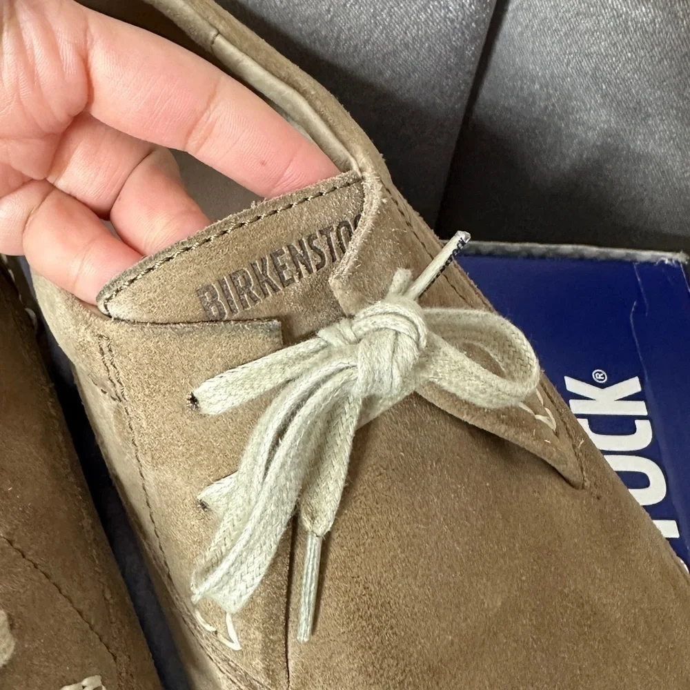 Birkenstock Men’s Memphis Leather Lace Up Shoes in Beige Sz EU 41